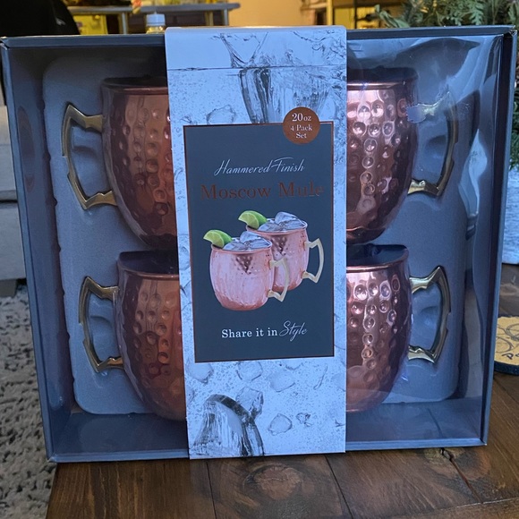 Silver One Other - Set of 4 Hammered Moscow Mule 20oz mugs